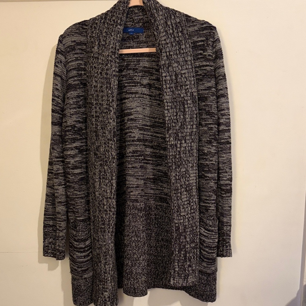 Apt 9 Black and Gray Open Front Cardigan